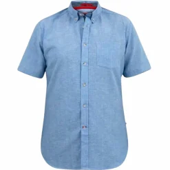 D555 Hazelwood Herre Kortærmet skjorte i hørmix Plus Size -