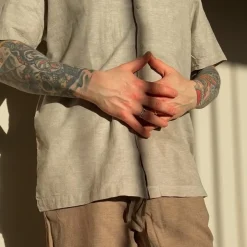 Børn Nero Marco Herre Kortærmet skjorte i hørmix -