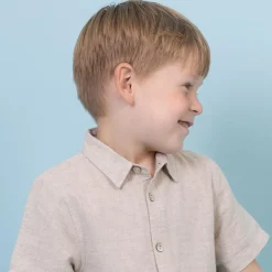 Børn Steenholt Linett Børne Kortærmet skjorte i hørmix -