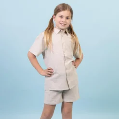 Børn Steenholt Linett Børne Kortærmet skjorte i hørmix -