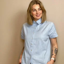 Dame Steenholt Linett Dame Kortærmet skjorte i hørmix -