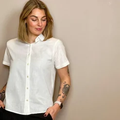 Dame Steenholt Linett Dame Kortærmet skjorte i hørmix -